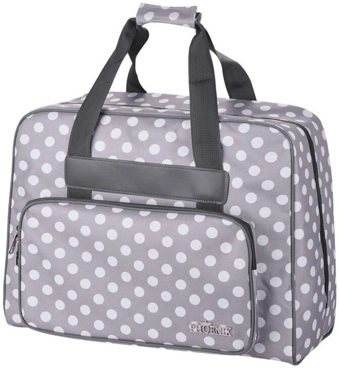 Phoenix - naaimachinetas - polkadots grey - grijze tas - tas voor je naaimachine