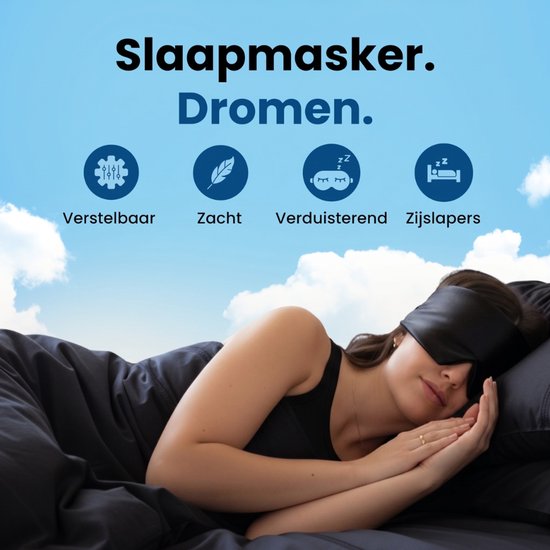 PurelyGoods® Zijden Slaapmasker - Oogmasker Slaap – Verduisterend - 22 Momme 6A Moerbei Zijde - Zwart