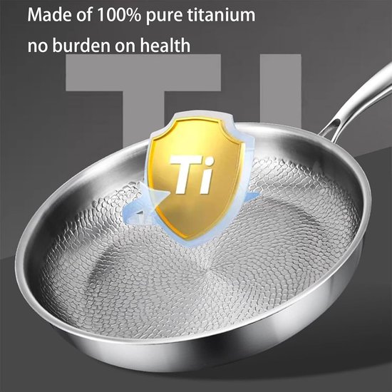 Titanium Koekenpan - Antiaanbak Pan - Koken Buiten - Gelijkmatige Warmte - 26cm Diameter - Grijs — afbeelding 3
