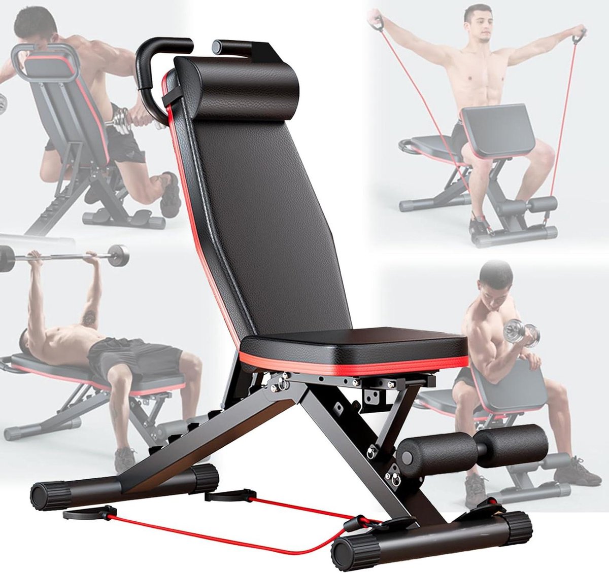Verstelbare Halterbank - Fitness Bank - Krachttraining Thuis - Veelzijdige Hoekinstelling - 36x106x106 cm - Zwart