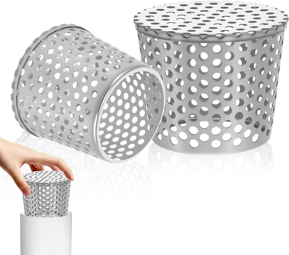 Dakgoot Bescherming - Regenpijp Filter - Voorkom Verstopping - Gemaakt Van RVS - 60-75mm - Zilver