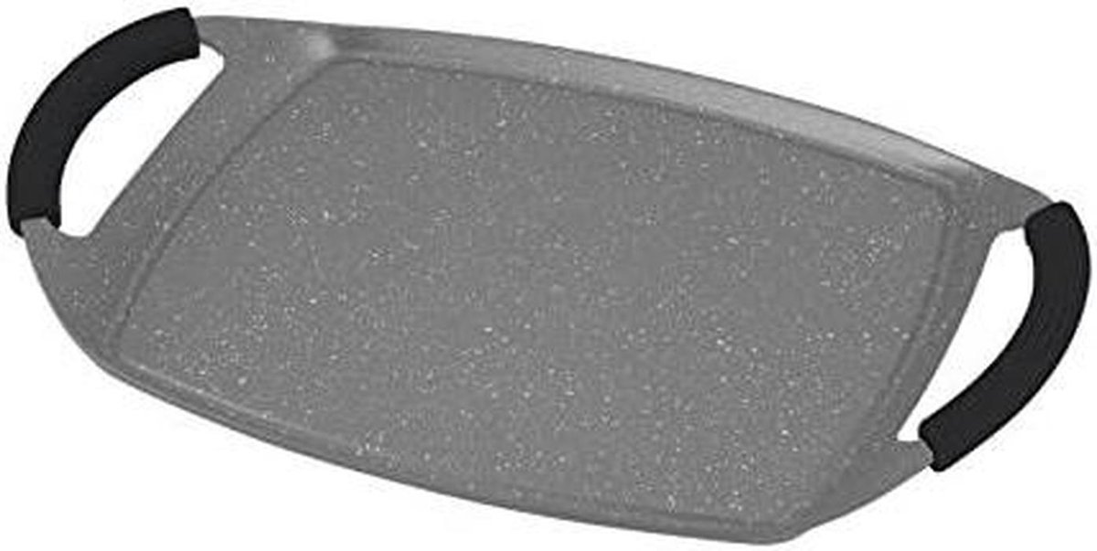Grillplaat Inductie - Steenplaat Koekenpan - Lekker Koken - Antiaanbak Steencoating - 47 cm - Grijs