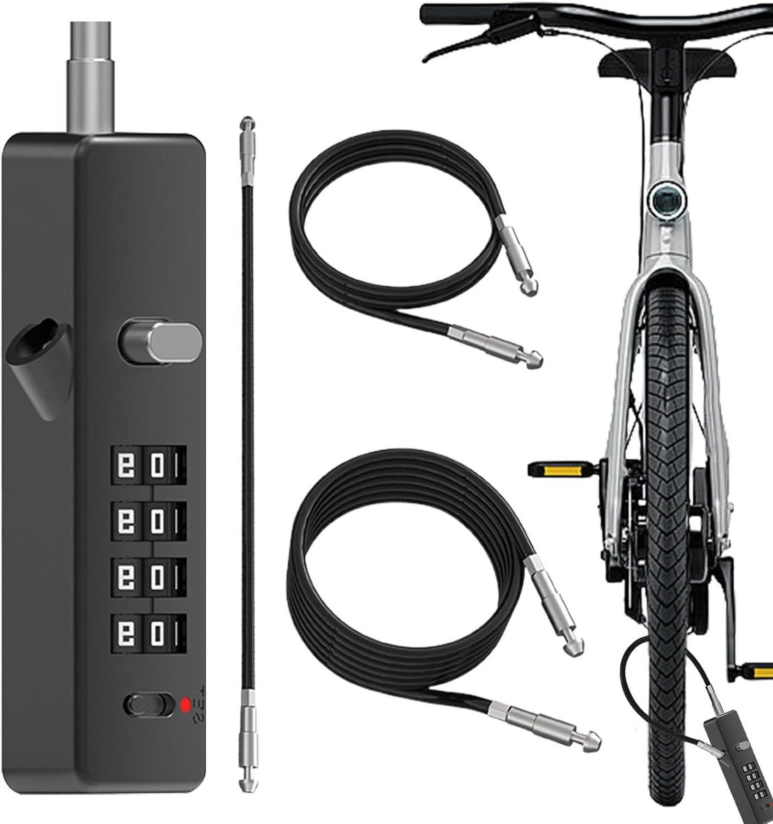 Fietsslot Combinatie - Kabel Fietsslot - Fiets Beveiligen - Zelf in te stellen code - 24 x 0.5 cm - Zwart