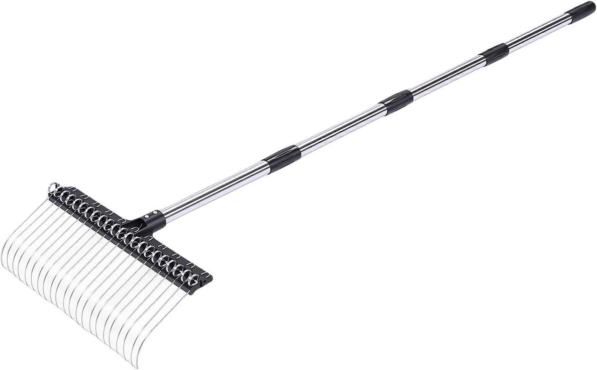 Tuinhark Bladeren - Bladhark Gazon - Tuinonderhoud Opruimen - Ergonomisch Ontwerp - 41.5 cm Breed - Zwart