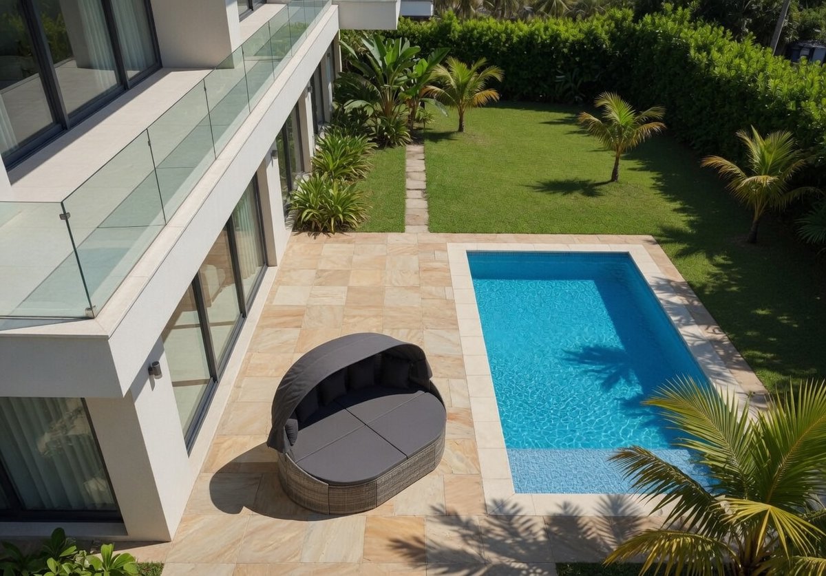 Outdoor Solar Island with Roof, Garden Lounger, Seat Set, Lounge Set, Poly Rattan, Grey-Industrohome