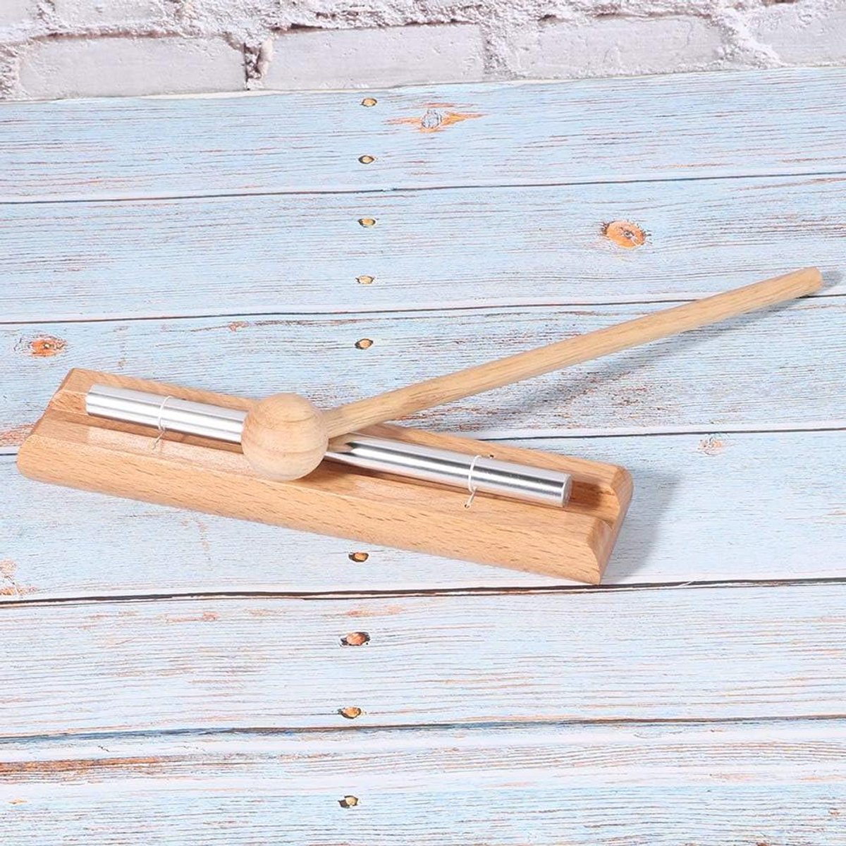 Houten Mallet Xylofoon - Percussie Instrument - Geluidstherapie Ontspanning - Aluminium en Beukenhout - 17.5 cm Frame - Houtkleur