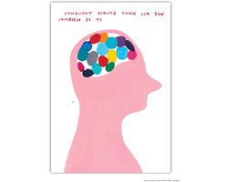 Brainbox Candy Officieel David Shrigley - grappig A6 notitieboek - 'Stupid Thoughts' - Feint Lined - Pocket Notebook Journal - Kleine cadeau-ideeën voor hem haar vrienden