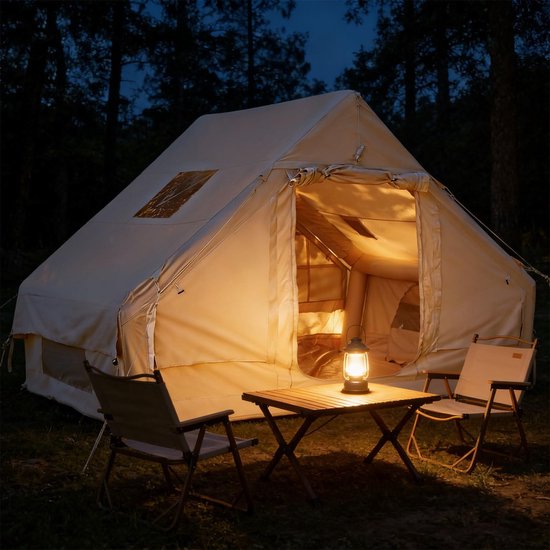 Inflatable Camping Tent with Hand Pump for 4-6 People, Glamping Inflatable Tent for Camping, 420D Oxford, Waterproof, Windproof, Outdoor Inflatable Tent, Easy Assembly — afbeelding 4