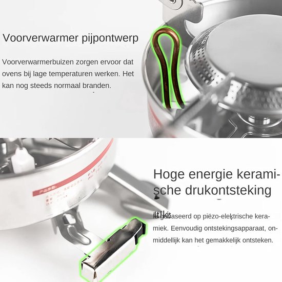 Camping Kooktoestel - Draagbaar Fornuis - Buiten Koken - Windbestendig Ontwerp - 20 cm Pan - Zilver van Camping — afbeelding 5