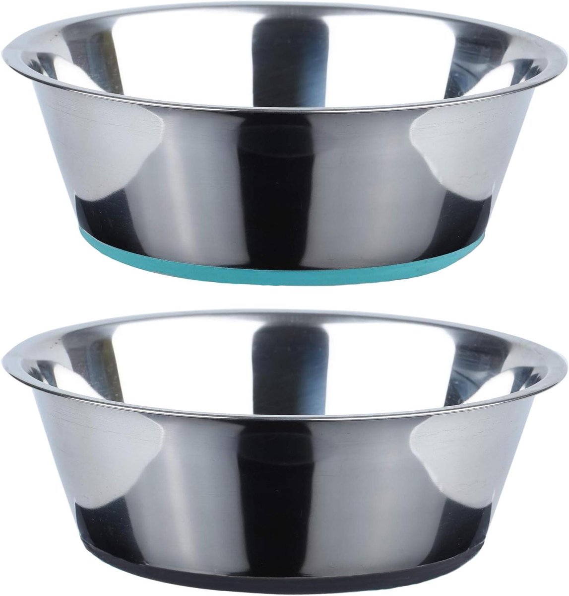 Hondenkommen Set - Voerbakken Waterbakken - Huisdier Voeding - Anti-slip Bodem - 2x 1920ml - Blauw Grijs