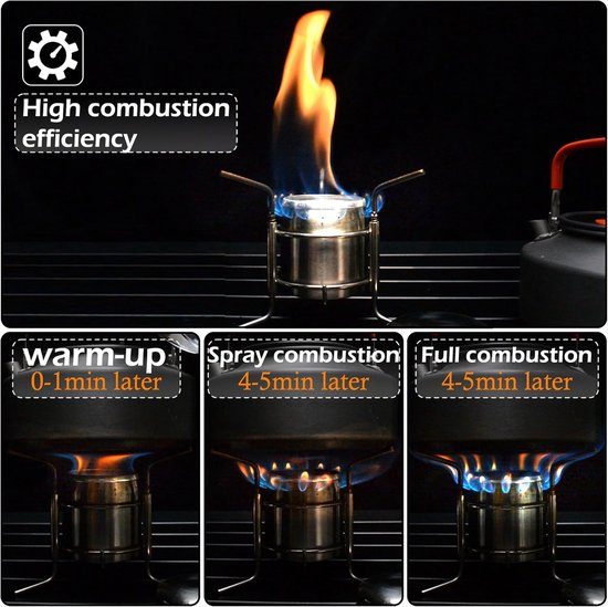 Draagbare Outdoor Mini Rvs Ultralight Vloeibare Alcohol Kachel Brander Oven met Rack Ondersteuning Stand voor Backpacken Picknick Wandelen Camping Survival van Merkloos — afbeelding 3