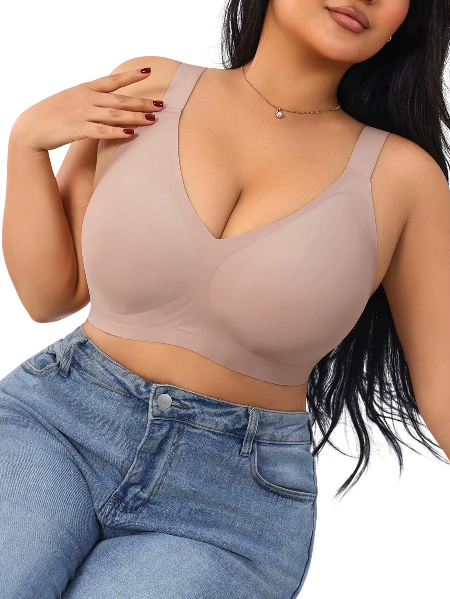 rimmo Naadloze plus size BH dames – comfortabele draadloze BH met volledige dekking, hoge elasticiteit, anti-doorzakken & zachte ondersteuning - Khaki