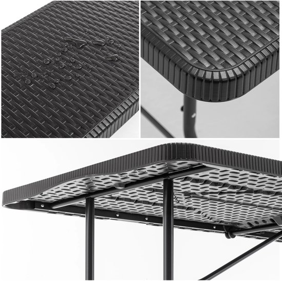 Picknick tafelset - Picknicktafel - met 2 banken - 3-delige campingmeubel - HDPE tafelblad - 6 personen - Veelzijdig gebruik voor binnen en buiten — afbeelding 4