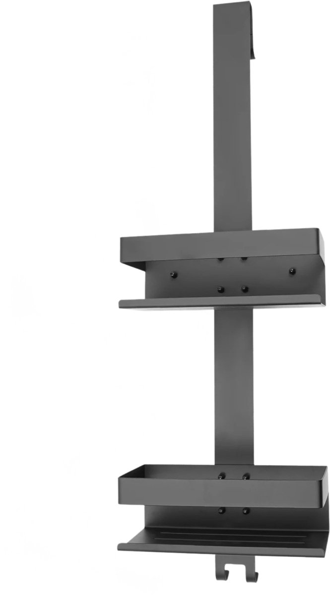 Stervia Doucherek - Doucheplank - Hangend Doucherek - Zonder Boren - RVS - 2 Laags - Zwart - Per Rekje: 23 x 10 x 8 cm