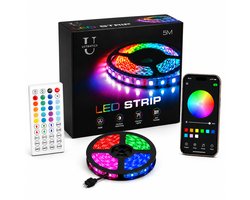Ustratics Led Strip - 5 meter - 1x5m - Light - rgb LED Verlichting - Afstandsbediening - Bluetooth - licht - Dimbaar - Gaming - Ledstrip - Ledstrips