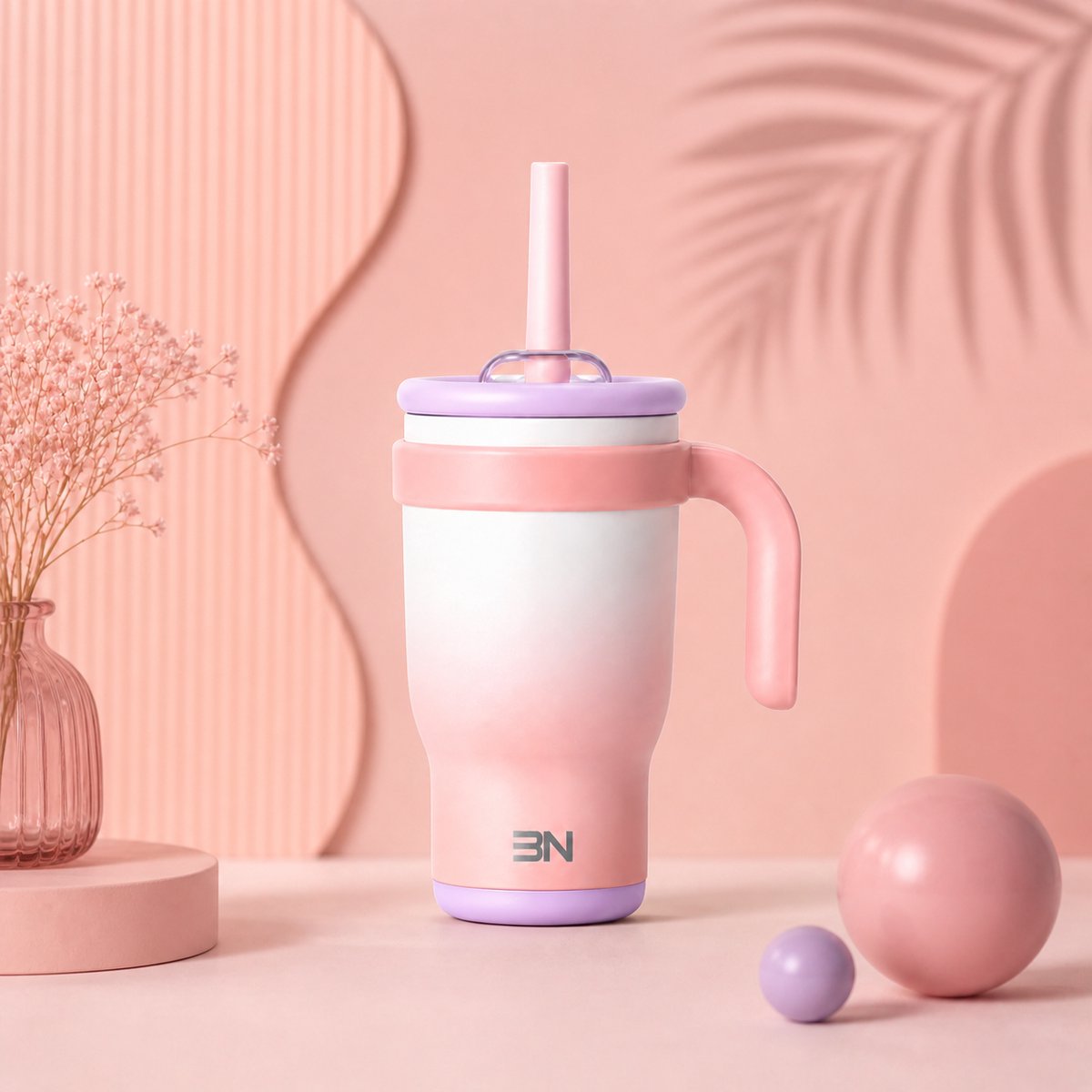 Thermobeker Kind met Rietje – Lekvrij – Dubbelwandige Drinkfles – Warm & Koud – Met Handvat