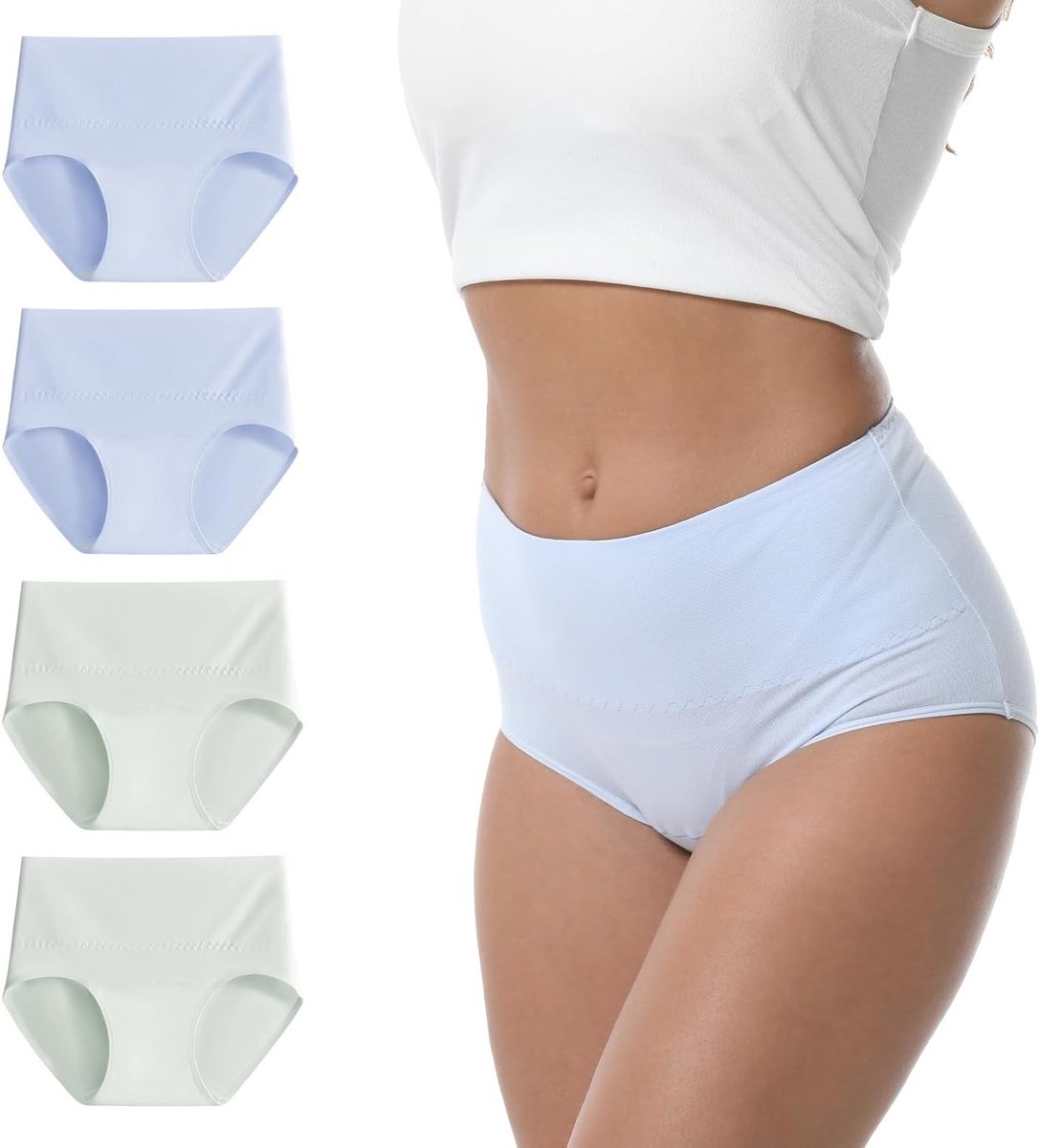 Hoge Taille Katoenen Ondergoed voor Dames met Rekbare en Ademend Comfort, Dubbel Laag Ontwerp, Vochtregulerend en Wasbaar voor Dagelijks Gebruik