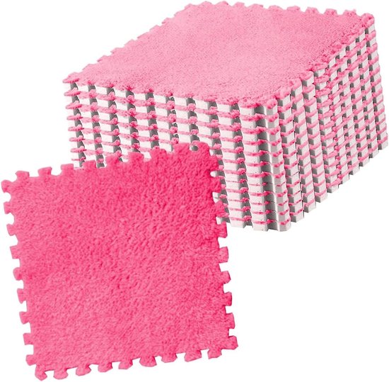 10Pcs Plush Puzzle Floor Foam Mat Tiles Fluffy Cuttable Non-slip Interlocking Carpet Tiles Pink Red Back Rack Not Only As Solution For Your But Offers