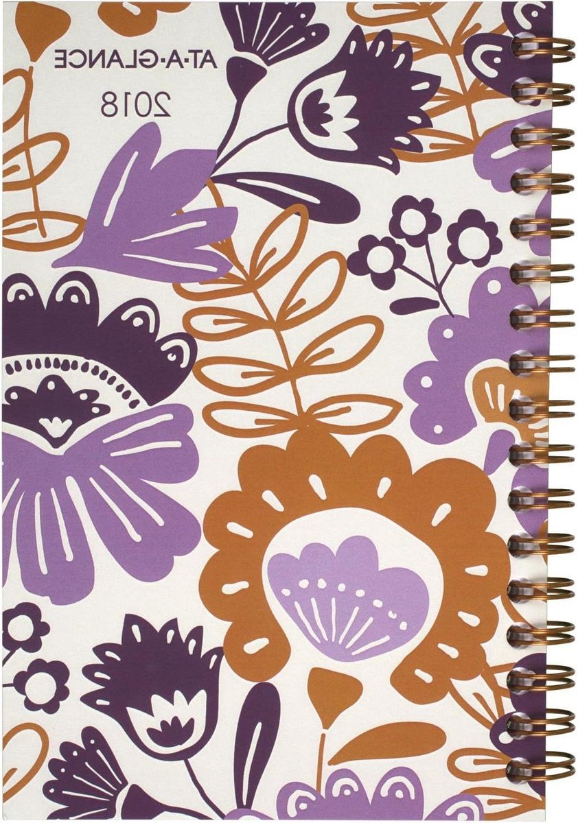 Wekelijkse Maandplanner - Agenda Planner - Afspraken Plannen - Bloemenontwerp - 3-7/8" x 6-1/8" - Oranje Paars
