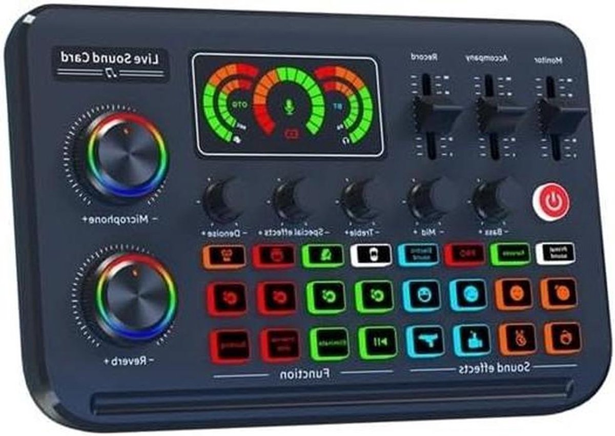 Externe geluidskaart - Mixer board - Live streaming - Intelligente ruisonderdrukking - 800 Grams - Zwart