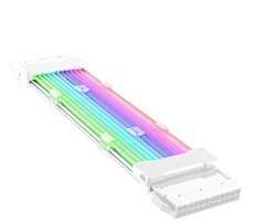 Verlengkabel - ATX-kleurdraad, 24-polige synchronisatiekabel, pc-verlichtingsset, PSU-verlengkabel voor games, gepersonaliseerde pc-constructies, RGB-systemen, wit, zwart, Confi