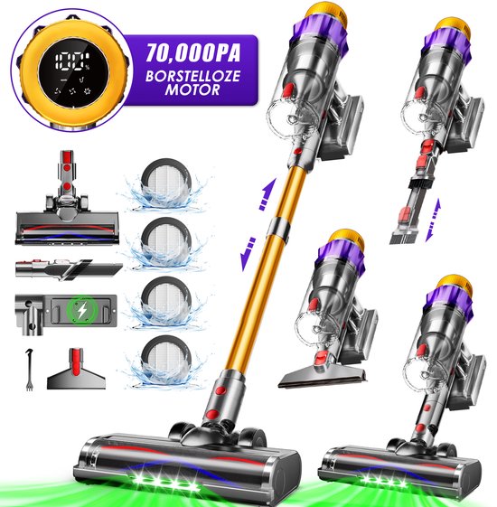 Elekiatech Draadloze Steelstofzuiger 70000Pa Goud - Suzhou AZA Clean Electric Technology Co., - €121,55