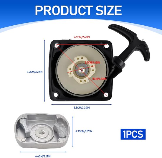 Trekstarter Bosmaaier - Starter Onderdeel - Gereedschap Starten - Duurzaam PA6 Aluminium - 80 mm Breed - Zwart — afbeelding 4