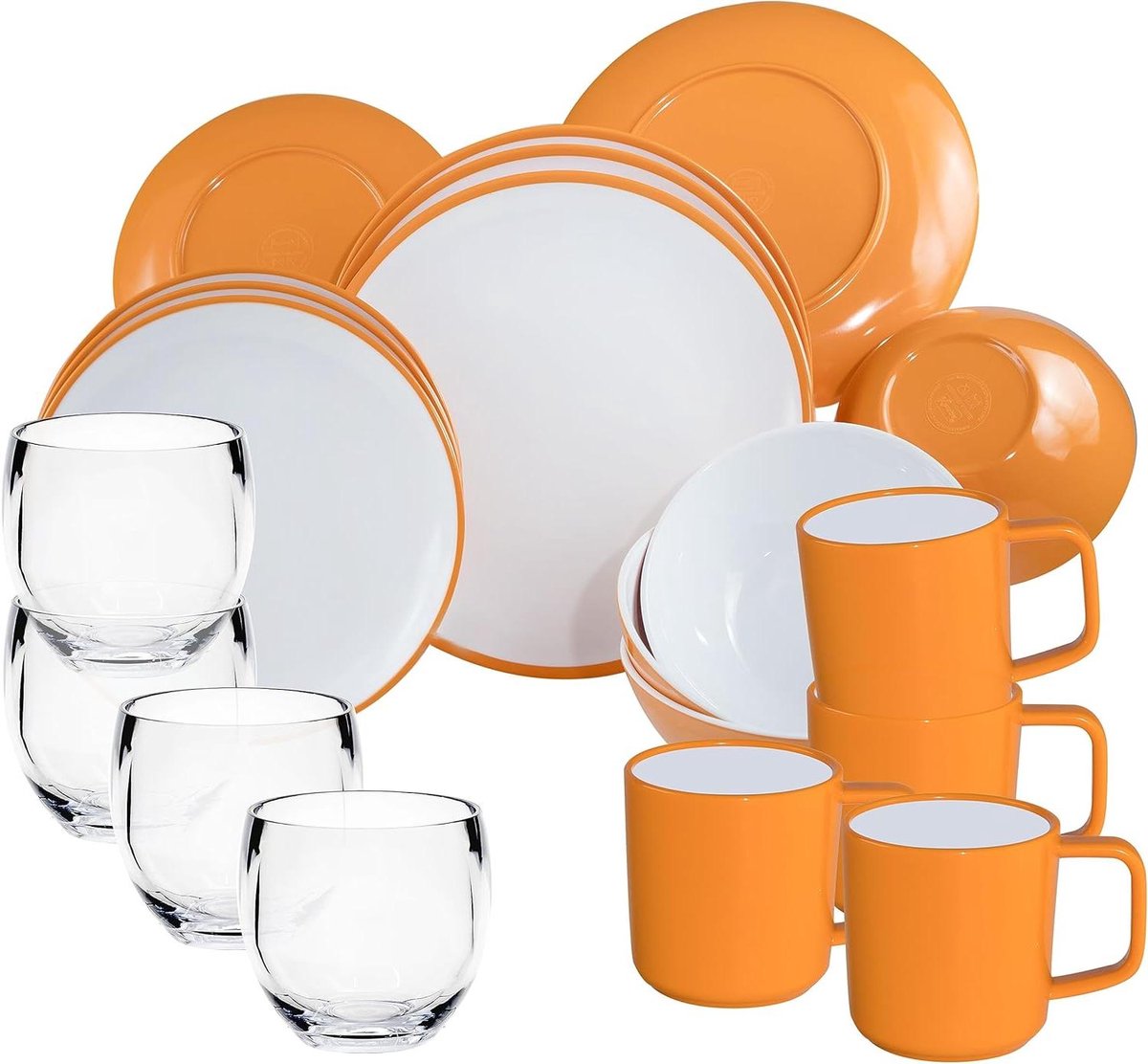 Melamine servies set - Buiten servies - Kamperen picknick - Vaatwasserbestendig - 20 delen - Geel wit