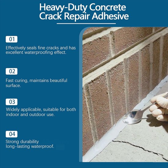 Beton Reparatie Lijm - Scheurvuller Kit - Oprit Herstellen - Waterdicht Weerbestendig - 2 Stuks - Grijs van Merkloos — afbeelding 5