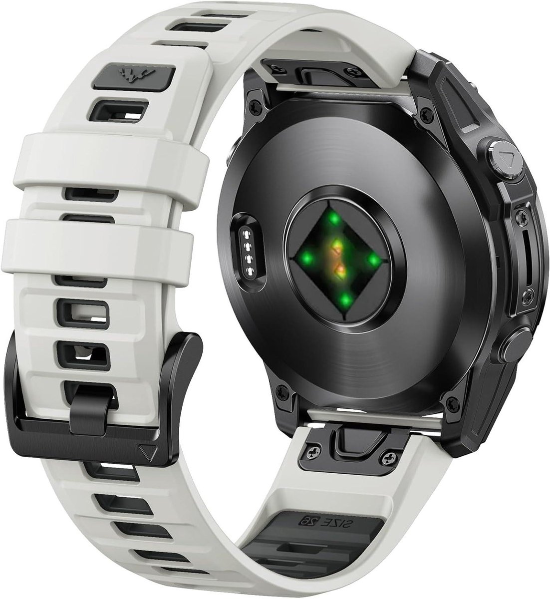 Reservearmband Smartwatch - Horlogeband - Dagelijks Gebruik - Quick-fit Installatie - 26 mm - Mistgrijs/Zwart