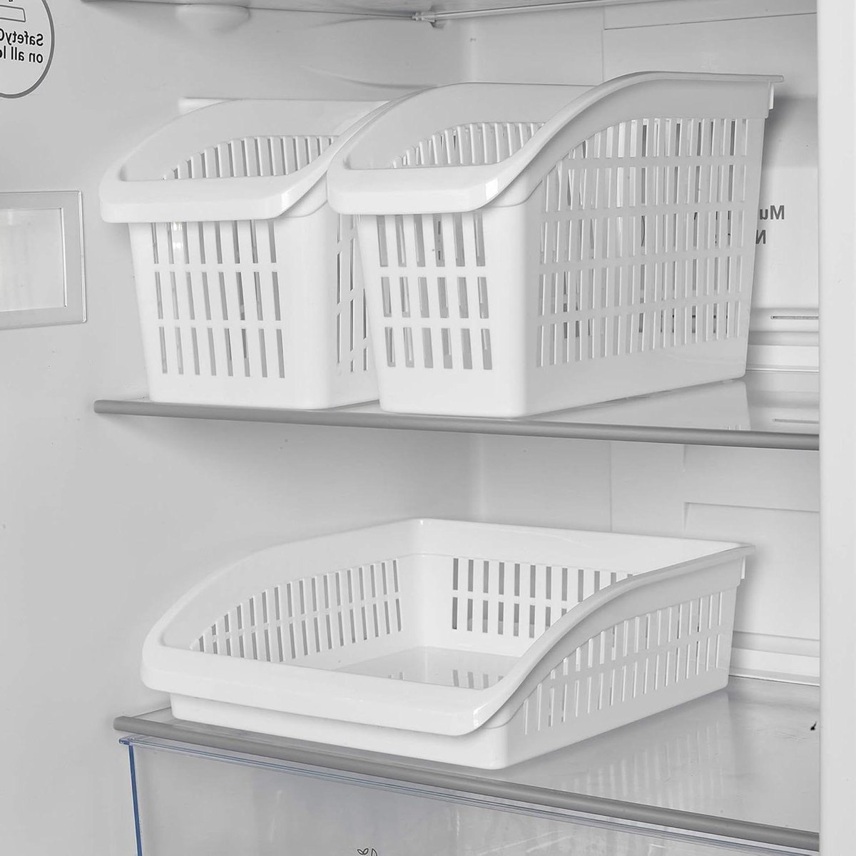 Koelkast Opbergdozen - Voedsel Containers - Keuken Organiseren - Set Van 3 - 3 Maten - Wit