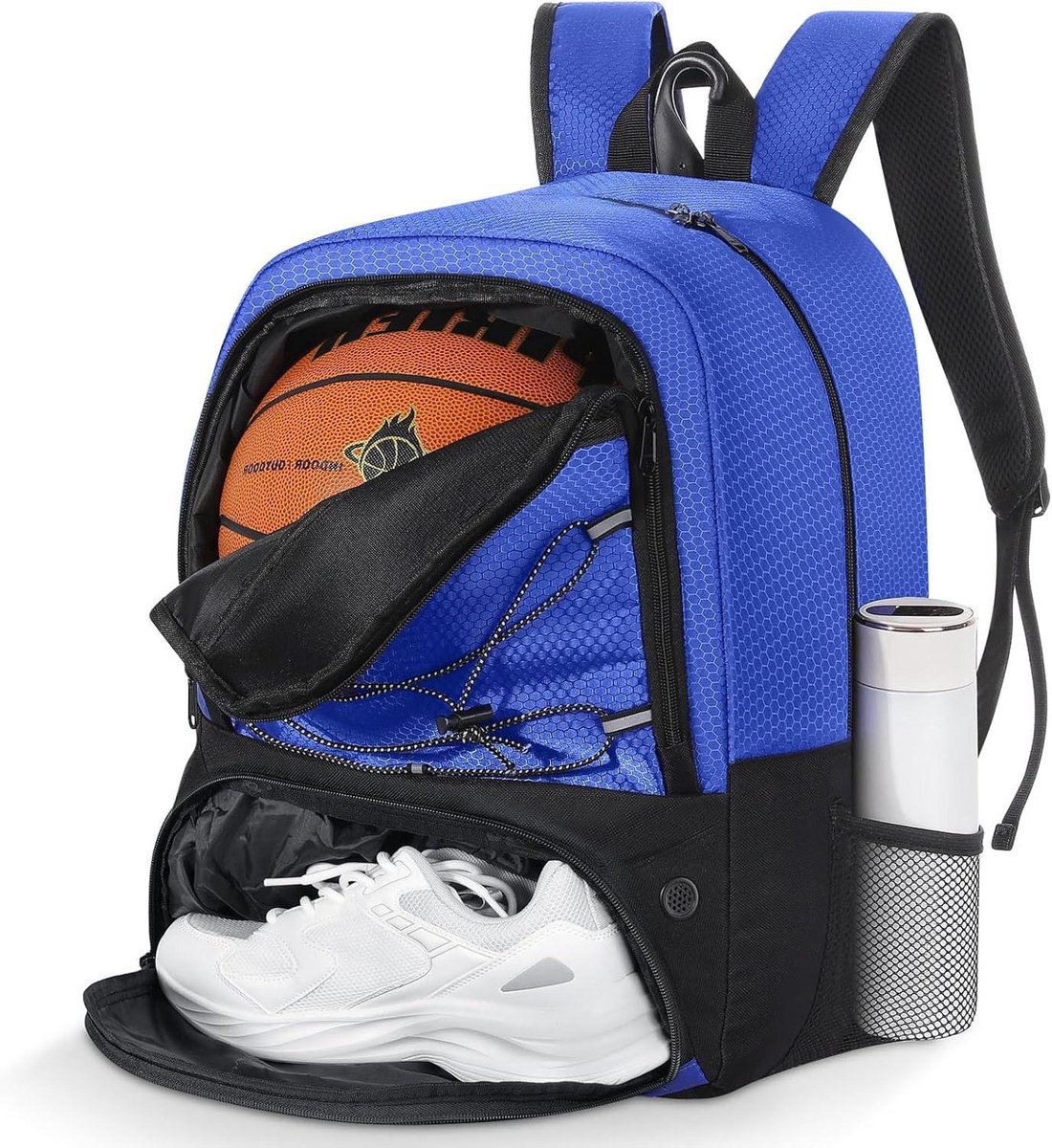 Sporttas Rugzak - Ballen Tas - Sport Organisatie - Gescheiden Ballen Vak - 48 x 34 x 21 cm - Blauw