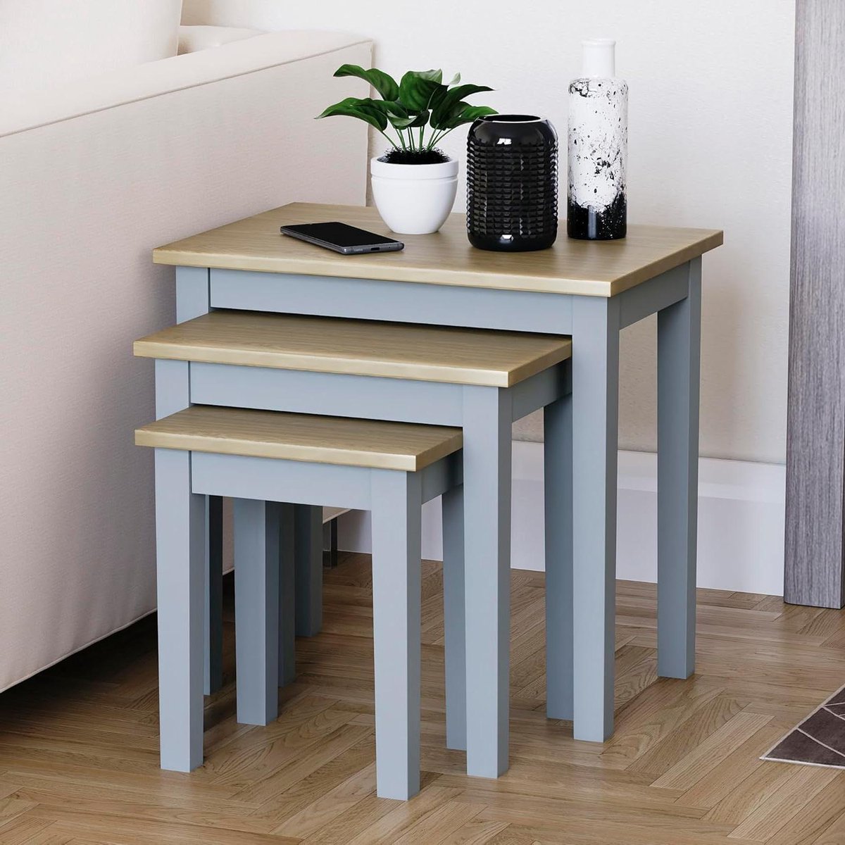 Nest tafels - Bijzettafels set - Woonkamer inrichten - Stapelbaar ontwerp - 46 x 48 x 33 cm