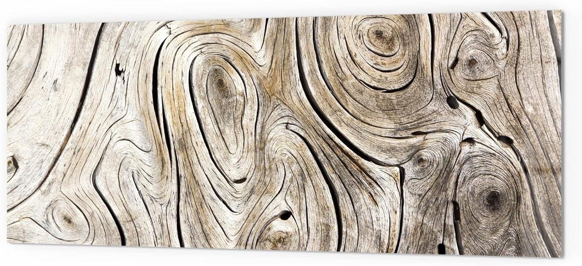 Glazen Keukenachterwand Spatbescherming Fornuis Keuken Decoratie 3D Kleurdiepte Effect 125x50 cm Verweerd Hout