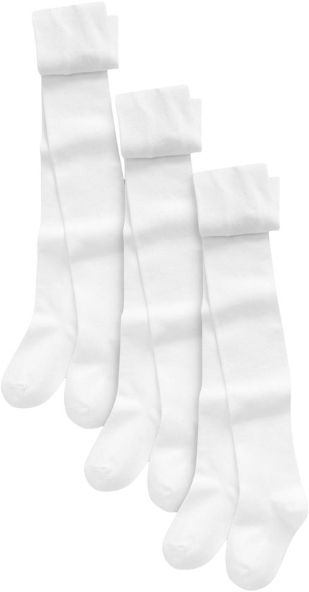 Set van drie witte katoenrijke maillots met omgeslagen boorden.