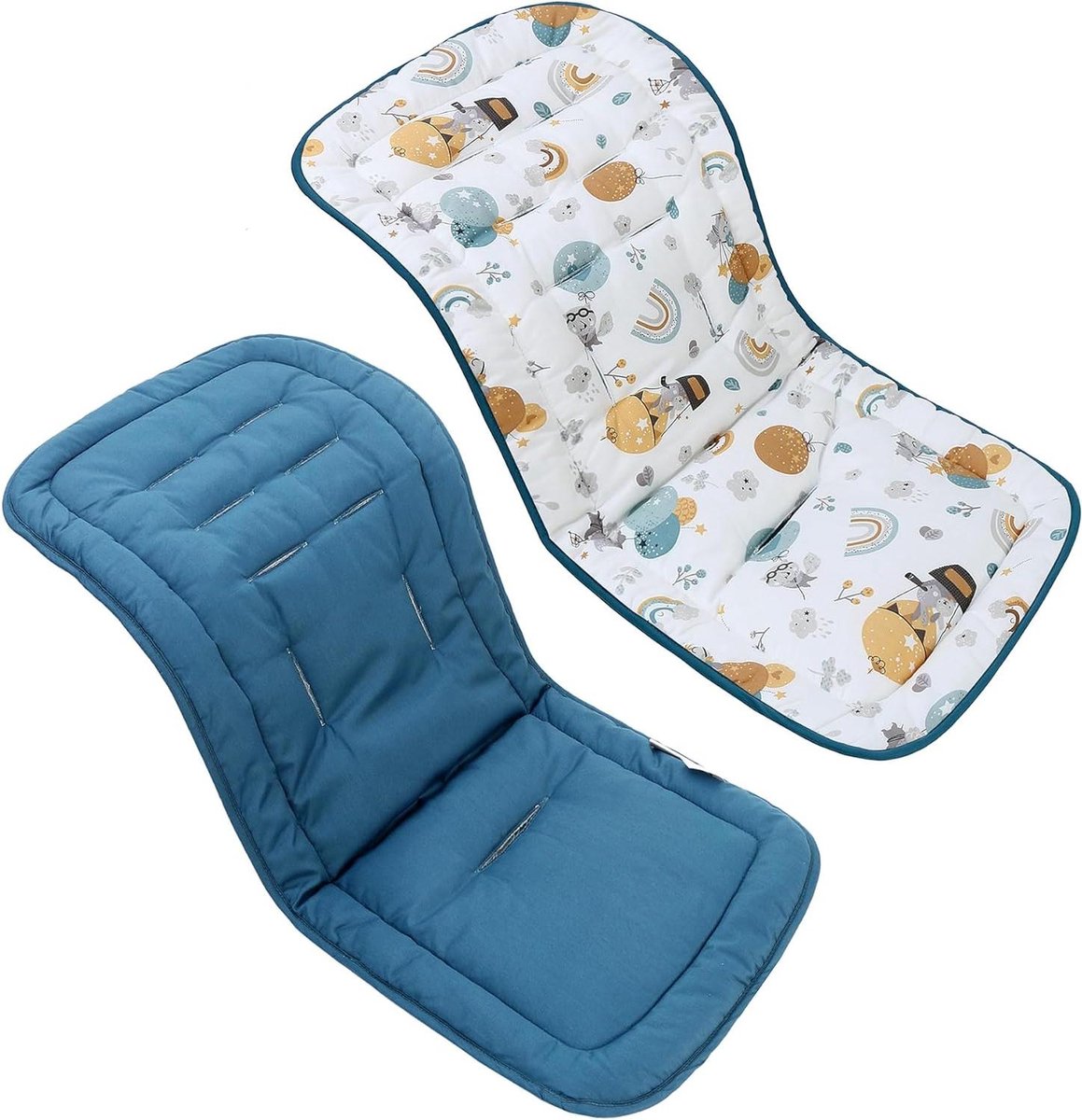 Baby zitkussen - Kinderwagen inzet - Comfortabel reizen - Dubbelzijdig te gebruiken - 78 x 33 cm - Regenboogballonnen