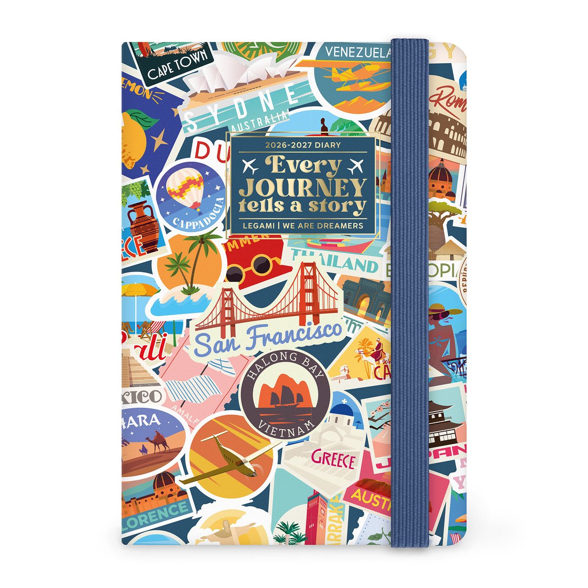 LEGAMI POCKET AGENDA 2026-2027 - 16mnd - WEEK OP 1 PAGINA + NOTITIE PAGINA - TRAVEL STICKERS