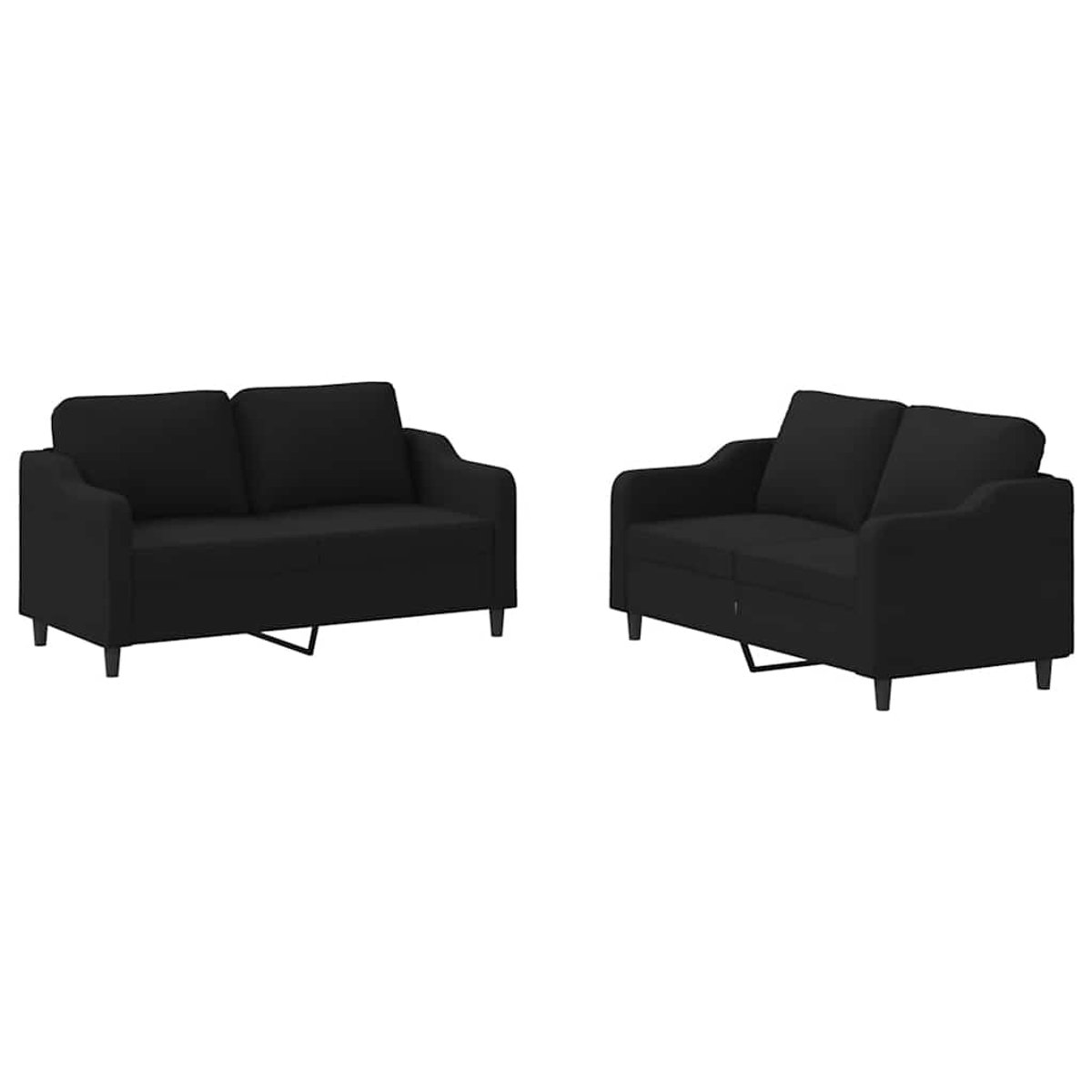 vidaXL - 2-delige - loungeset - met - kussens - stof - zwart