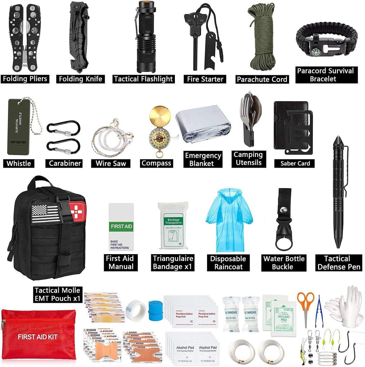 RezReady Noodpakket 4-in-1: 200-delig Overlevingsset (Khaki), Noodradio, Waterfilter & Gasfornuis