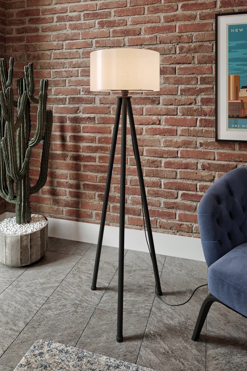 Asir - Vloerlamp - Crème, zwart - Knutselpapier omhulsel - 20 x 60 x 4 cm