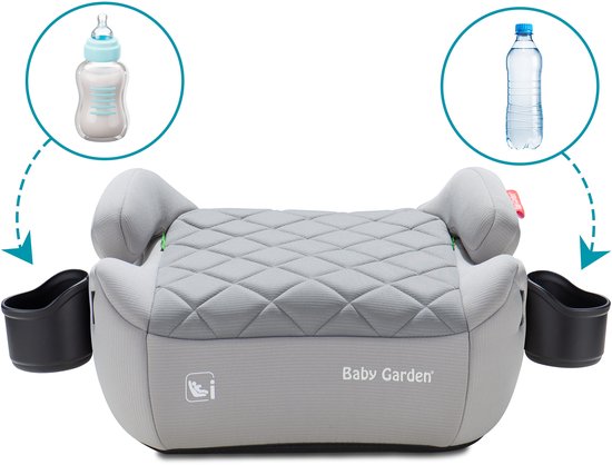 Baby Garden Auto Zitverhoger Isofix - I-Size - Autozitje - EU Gecertificeerd - Premium Comfort - Instelbare ISOFIX - Incl. bekerhouder en gordel - Nederlands Ontwerp - Grijs van Baby Garden — afbeelding 2
