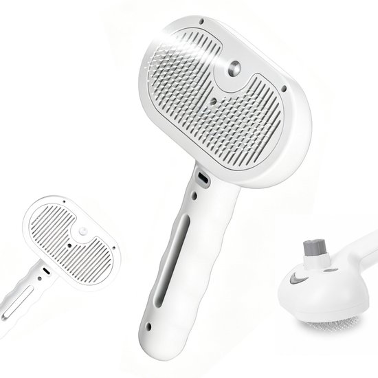 Brosse pour chats et chiens - Brosse à vapeur pour chat - Épilateur pour chat - Brosse pour animaux avec spray - Brosse démêlante anti-perte