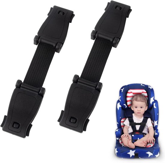 Autostoel Gordelclip - 2 stuks - Baby & Kinderen Gordelclip - kinderwagenclip - Gordelbeschemer - Gordelversteller - Autogordel Beschermer - Gordelklem - Voor Baby Harnas Kind Autostoel Hoge Stoelen Kinderwagens - 14.5*3cm - Zwart