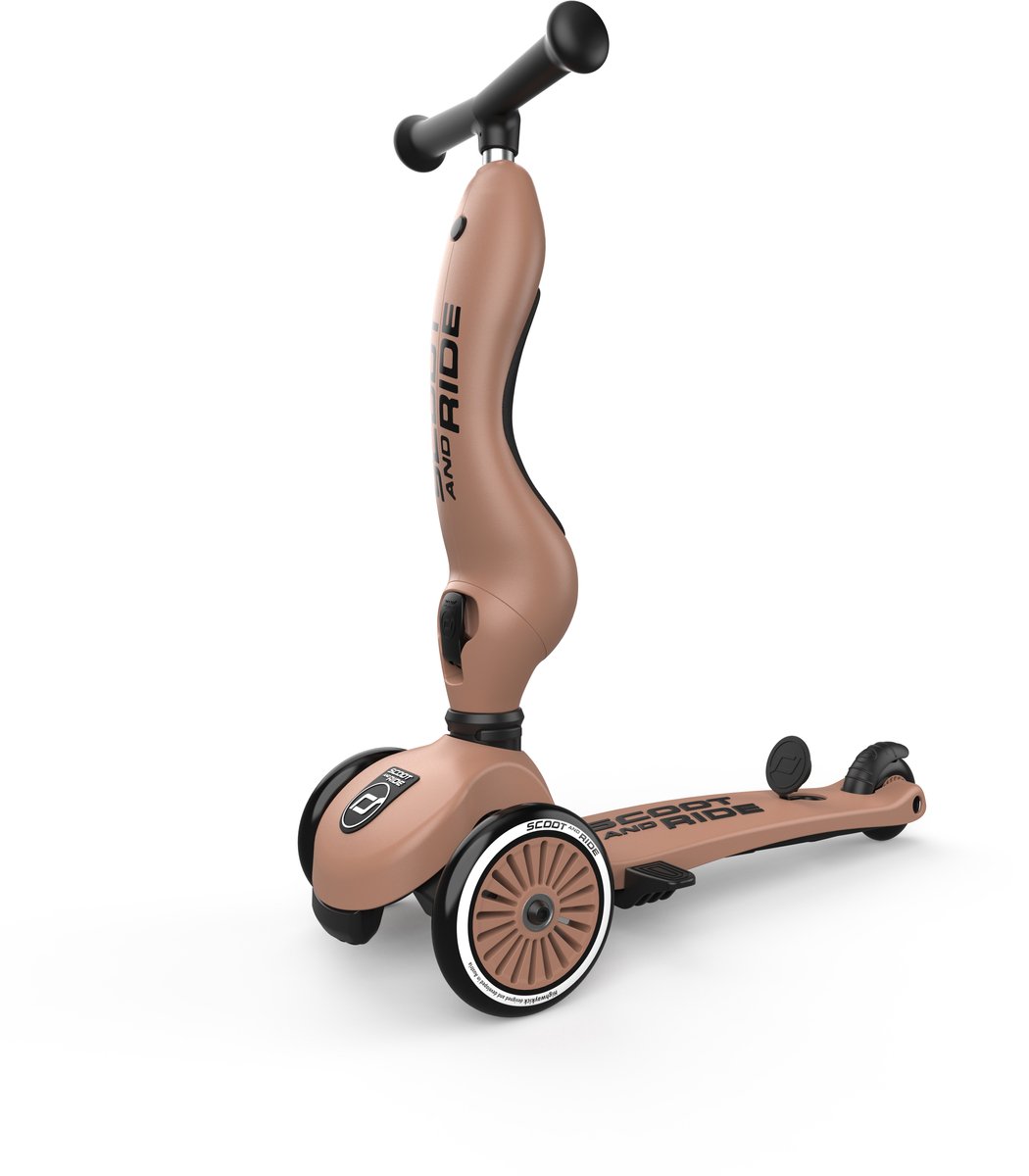 Scoot & Ride Highwaykick 1 Push & Go - 2-in-1 Kinderstep met duwstang - Step & Loopfiets 2-in-1, 3 wielen - Duwstang 3 hoogtes, afneembare voetsteunen - 1-5 jaar, max 20/50 kg - Mocha — afbeelding 7