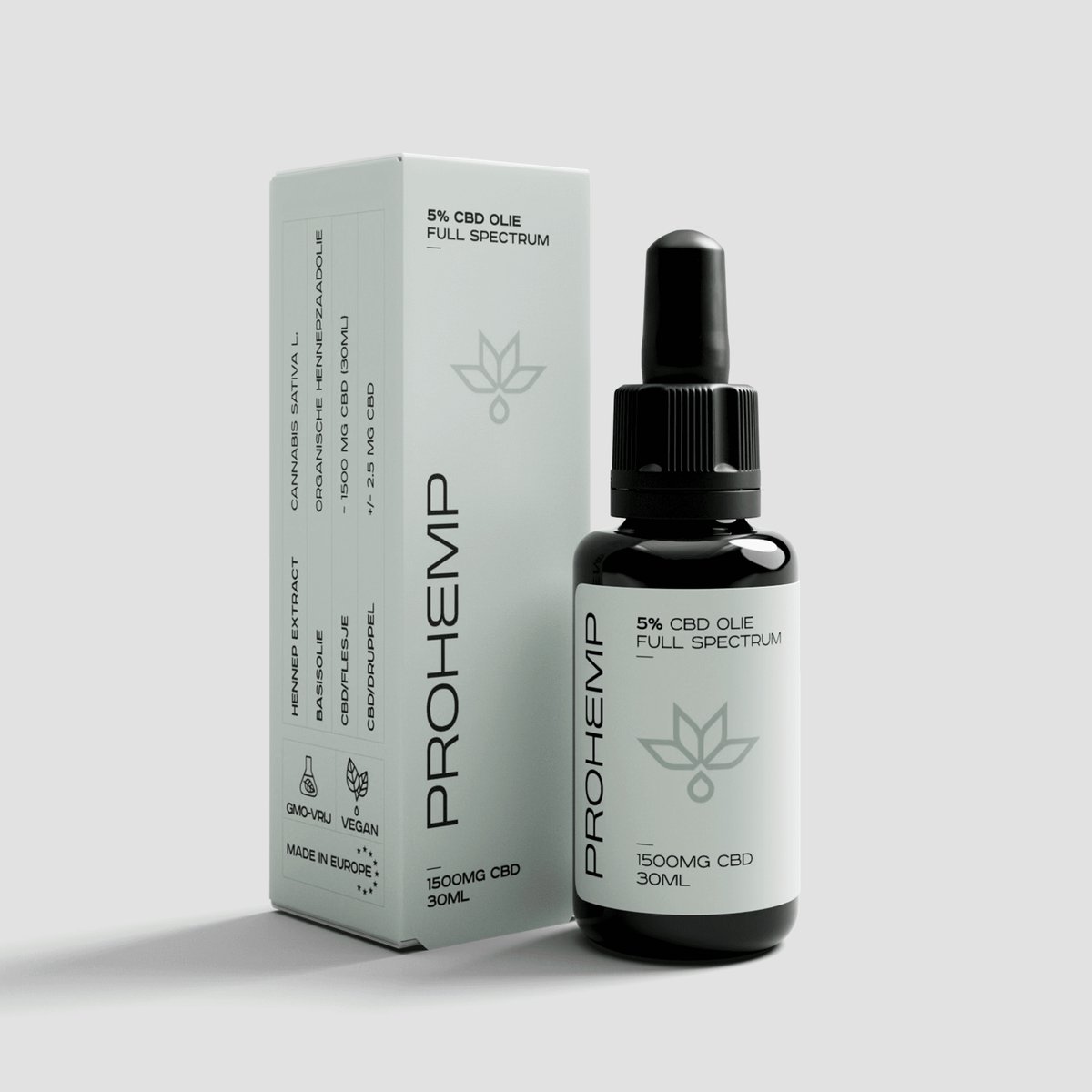 ProHemp CBD Olie 5% Full Spectrum 30 ml – CBD Druppels met 1500 mg Cannabidiol – Full Spectrum Hennepolie met CBG, CBN, CBC en Terpenen – CBD Olie met Hennepextract en Minder dan 0,05% THC – Hoogwaardig CBD Supplement met Pipet