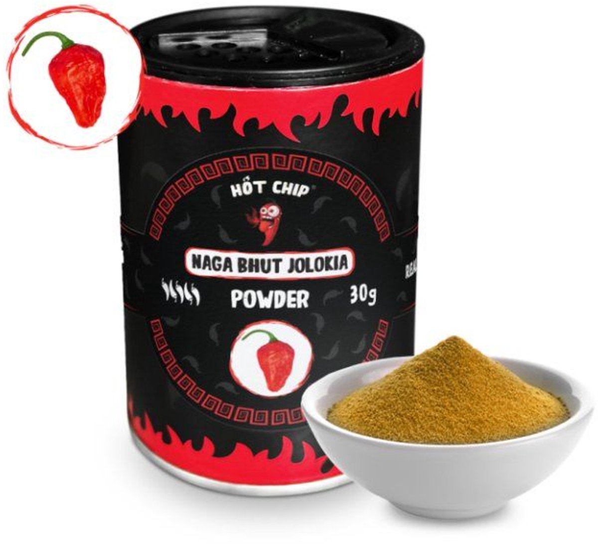 Bhut Jolokia Poeder (Ghost Pepper) 30g - Extreem Pittige Chili Poeder - 100% Pure Peper - Voor Hot Sauce, Marinades & BBQ