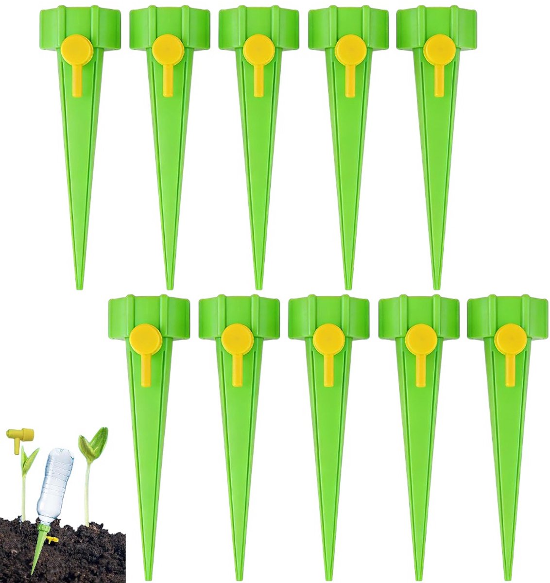 10 stuks - Automatisch bewateringsapparaat - Bewateringsapparaat voor luie mensen - Automatisch plantenbewateringssysteem - Automatische bewatering voor de tuin - Groen - Druppelirrigatiesysteem - Plantenbewateraar - Automatisch bewateringsapparaat