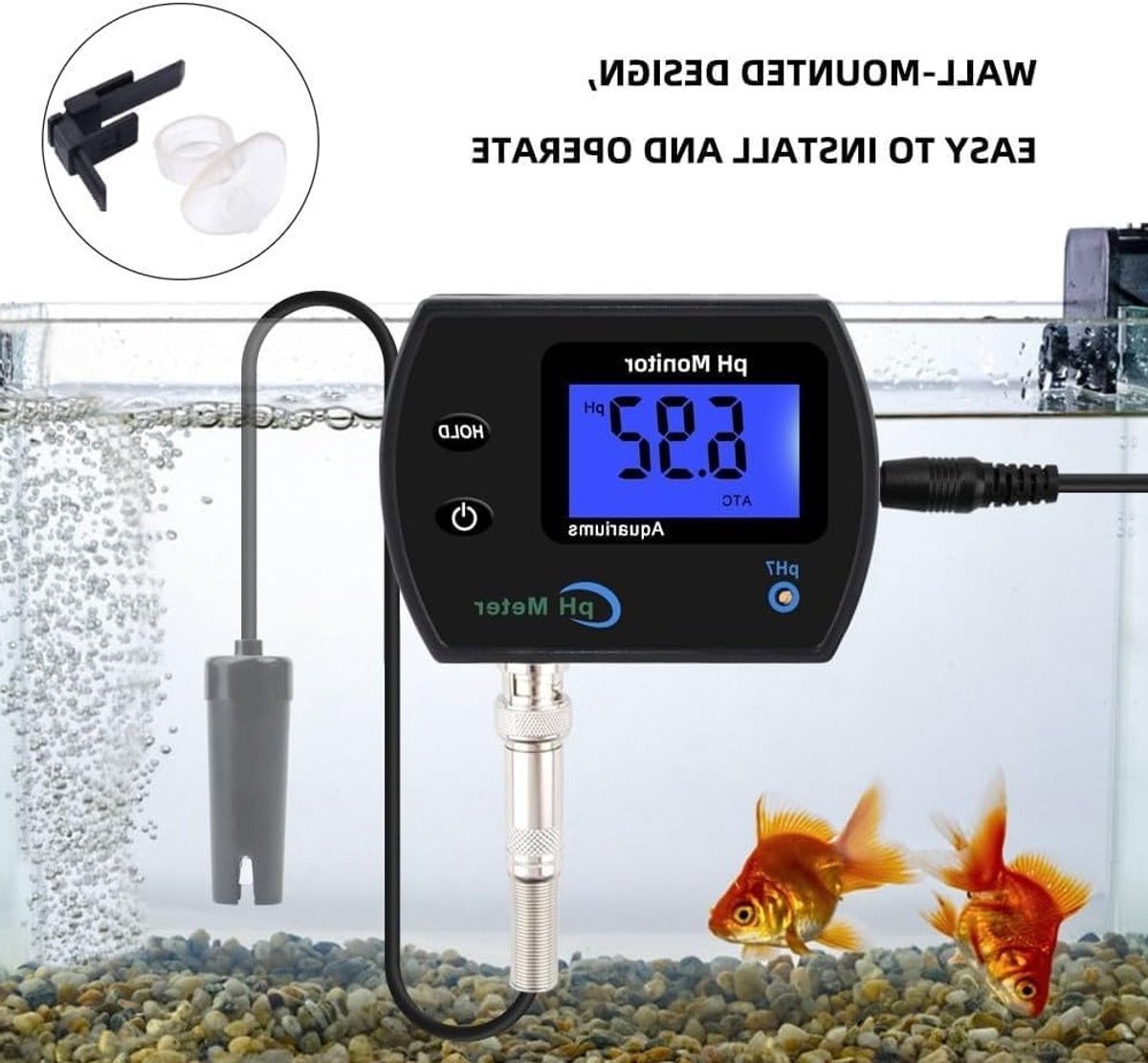 Draagbare pH Meter voor Aquariums en Hydroponics - Waterkwaliteit Monitor met LCD Display en BNC Interface Probe voor Nauwkeurige Metingen