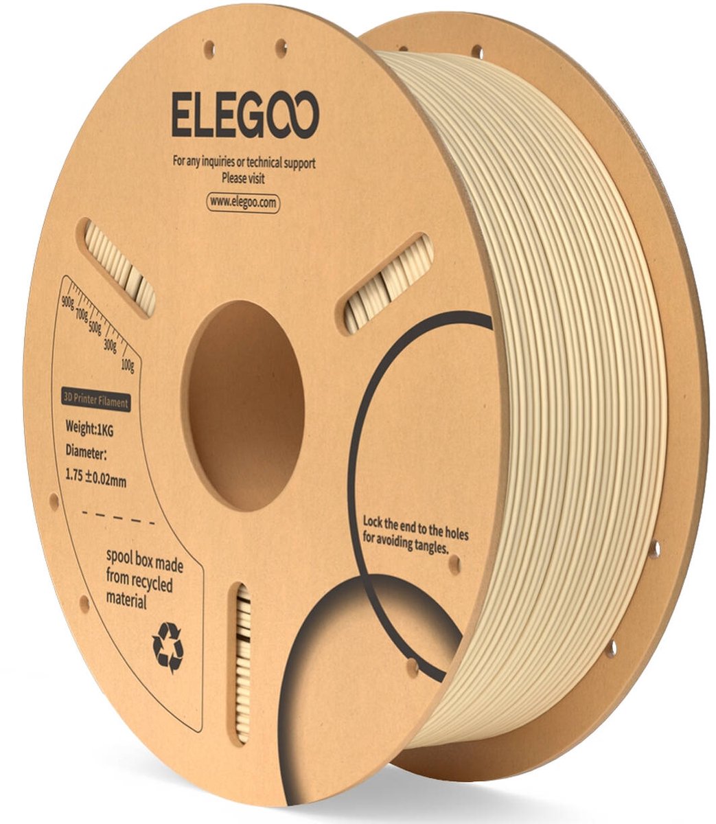 ELEGOO PLA Filament Beige 1KG 1.75mm – Nauwkeurig, Soepel en Klitvrij 3D Printer Filament