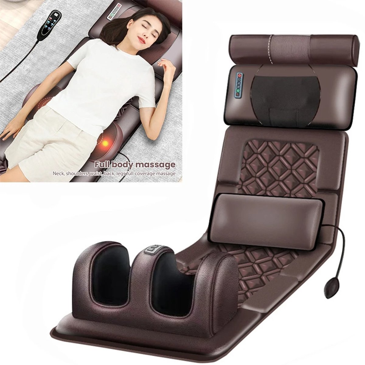 Lifero Massage Stoel - Rug Massage - Massage Mat - Nek Massage - Massage Kussen - Compressie Massage - Warmtefunctie - Fullbody